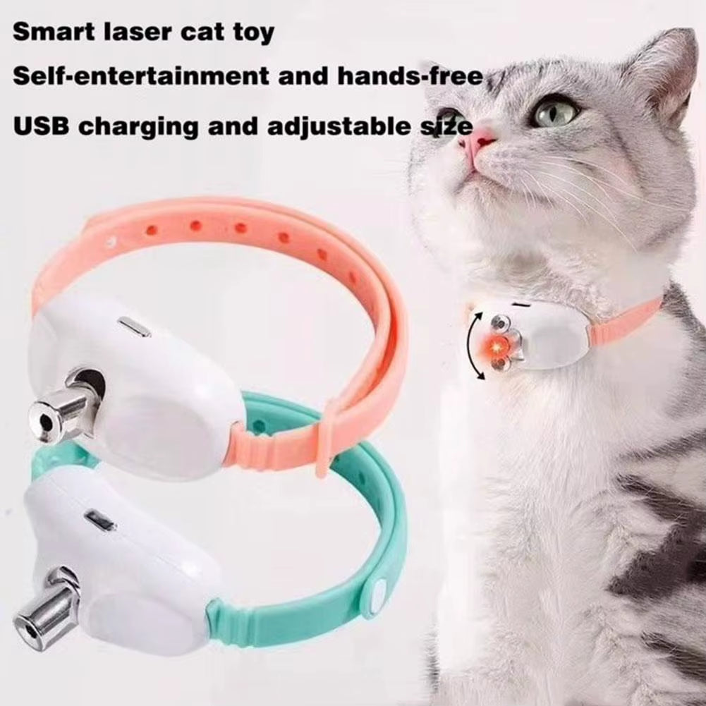 Smart Laser Cat-Teasing Collar Laser Rechargeable Auto Infrared Interactive Pet Kitten Toys for Relieve Anxiety Pet Supplies